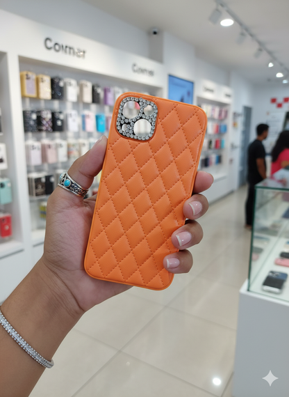 [ FREE SHIPPING] Diamond Camera Lens hard leather Phone Case For apple iPhone 13