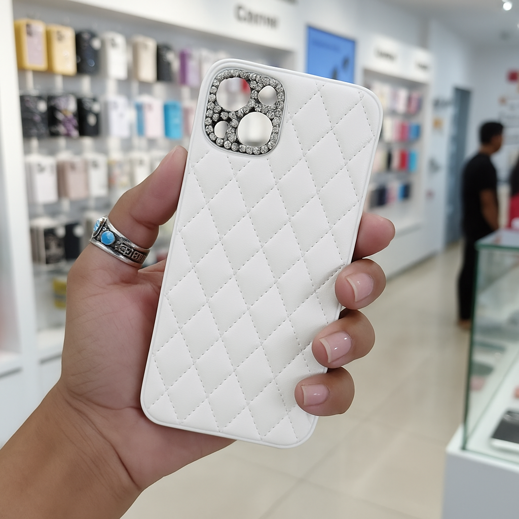 [ FREE SHIPPING] Diamond Camera Lens hard leather Phone Case For apple iPhone 13