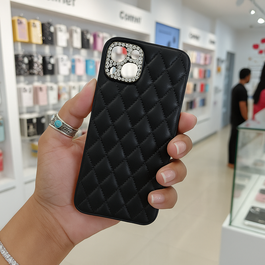 [ FREE SHIPPING] Diamond Camera Lens hard leather Phone Case For apple iPhone 13