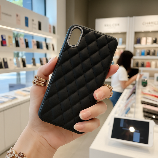 [ FREE SHIPPING] Diamond Camera Lens hard leather Phone Case For Iphone X