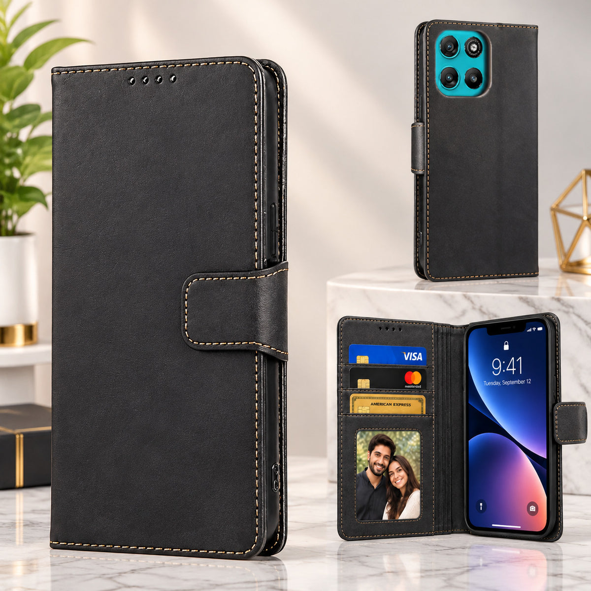 [FREE SHIPPING] LEATHER FLIP CASE FOR MOTOROLA MOTO G57 POWER/G67 POWER/G100/G100S