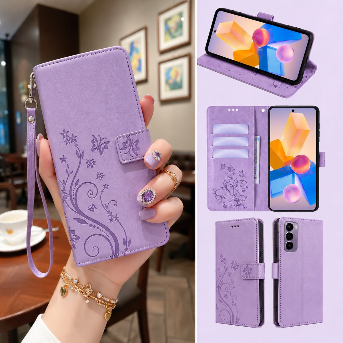 [FREE SHIPPING] BUTTERFLY FLOWER LEATHER FLIP WALLET CASE FOR ITEL CITY 200