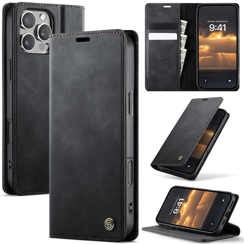 [FREE SHIPPING] CASEME RETRO FLIP LEATHER WALLET CASE FOR IPHONE 16 PRO