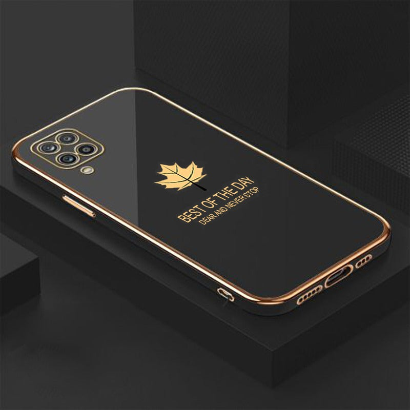 [ FREE SHIPPING] Luxury 6D Plating Case For Samsung A12 Maple Leaf Side Pattern Back Cover Soft Silicone Square Phone Cases