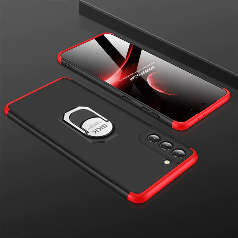[ FREE SHIPPING] Samsung Galaxy S21  - Gkk Original Shock Proof Full Protection Cover 360 Case With Ring Holder  - Red & Black