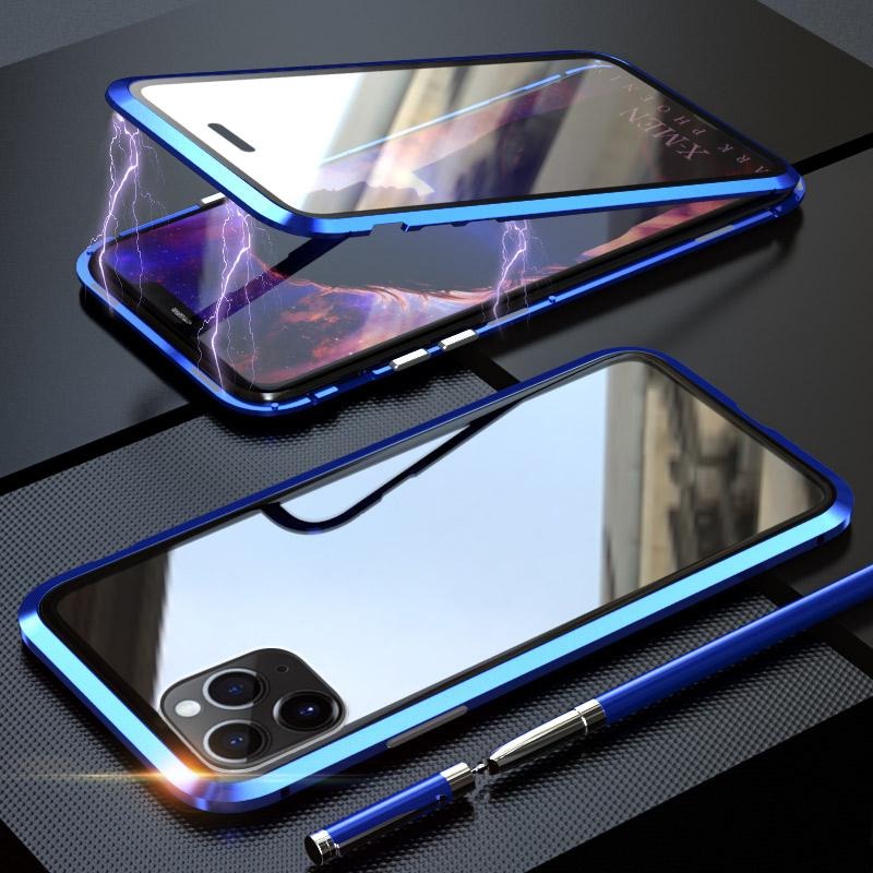 [ FREE SHIPPING] Luxury Iphone 13 Pro  Front & Back Tempered Glass Magnetic Case Metal Phone Cover