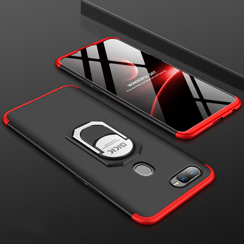 [FREE SHIPPING] Gkk 3in1 Full Protection Case With Ring Holder For Oppo F9/F9 Pro - Red & Black