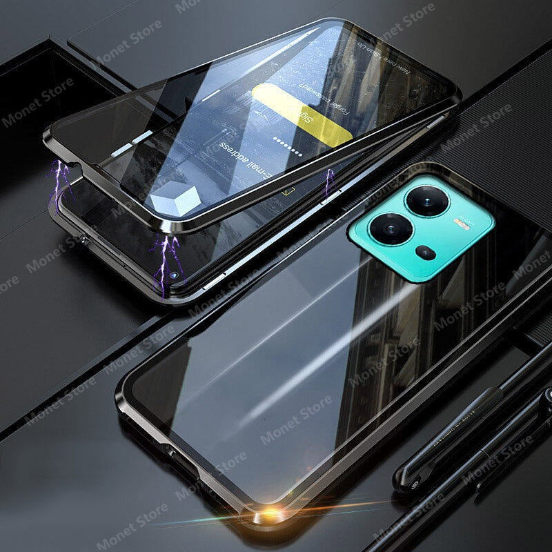 [ FREE SHIPPING] LUXURY VIVO Y22/ Y22s BACK TEMPERED GLASS MAGNETIC CASE METAL PHONE COVER