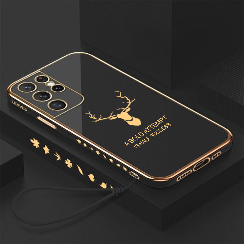 [ FREE SHIPPING] Luxury 6D Plating Case For Samsung S21 Ultra Markhor Platting Back Cover Soft Silicone Square Phone Cases - Black