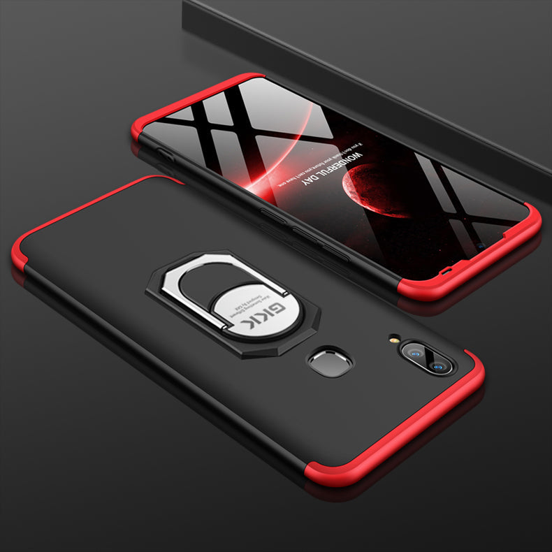 [FREE SHIPPING] Gkk 3in1 Full Protection Case With Ring Holder For Huawei P20 Lite - Red  - Black