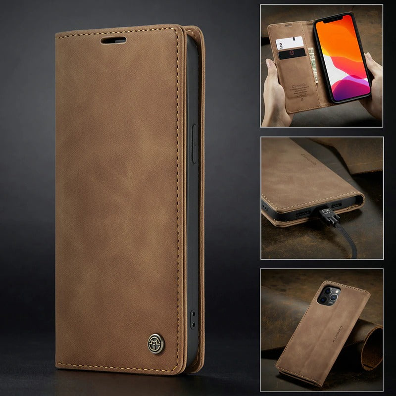 [ FREE SHIPPING] CaseMe Retro Leather Case For Iphone 11 Pro Max Book Style Flip Wallet Magnetic Cover Card Slots Case For Iphone 11 Pro Max