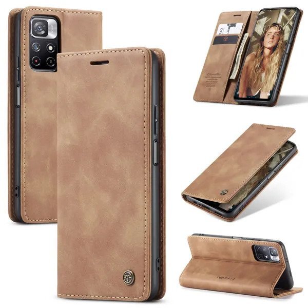 [FREE SHIPPING] CaseMe Retro Leather Case For Redmi Note 11 Book Style Flip Wallet Magnetic Cover Card Slots Case For Redmi Note 11