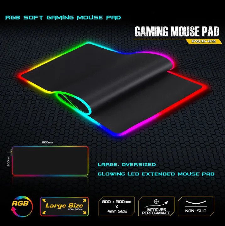 [FREE SHIPPING] LED Extra Keyds Pad Large Soft Gaming Mouse Pad RGB Light Oversized Glowing 7 Colors Pads for PC/ Laptop,Extra Large 800×300×4mm