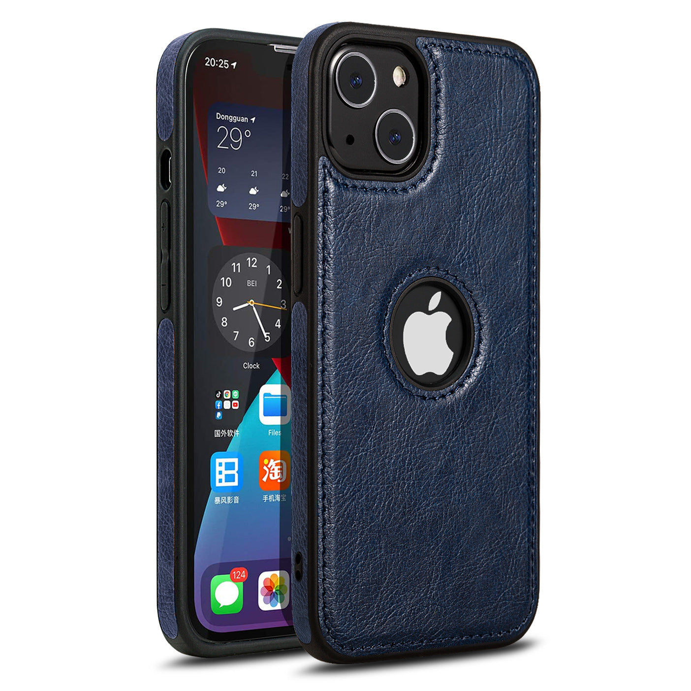 Iphone 13 logo cut leather mobile cover