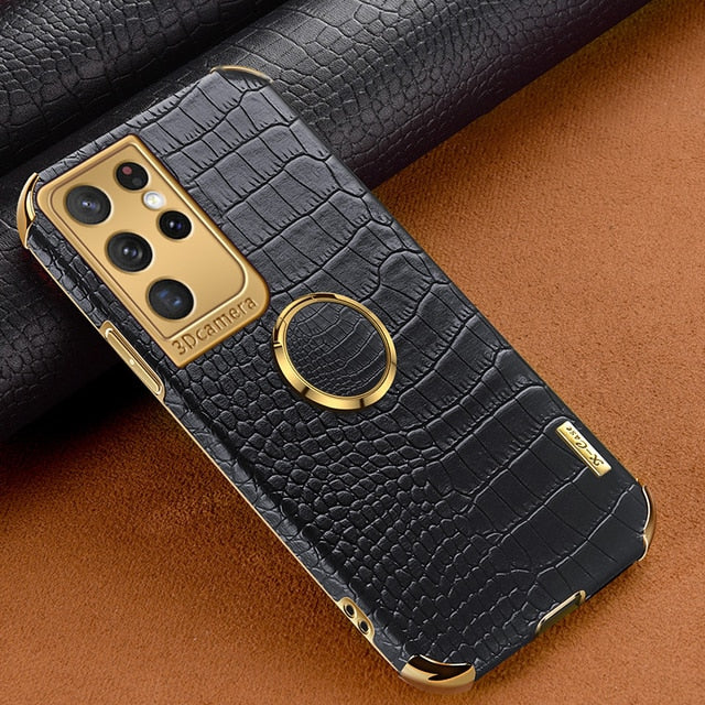 [ FREE SHIPPING] Crocodile Pattern Leather Case For Samsung S22 Ultra