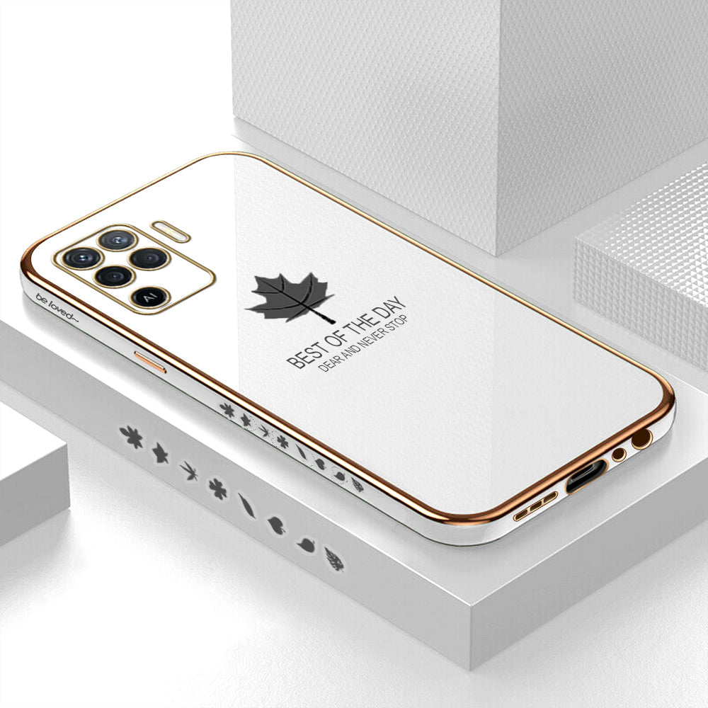 [ FREE SHIPPING] Luxury 6D Plating Case For Oppo F19 Pro Maple Leaf Side Pattern Back Cover Soft Silicone Square Phone Cases