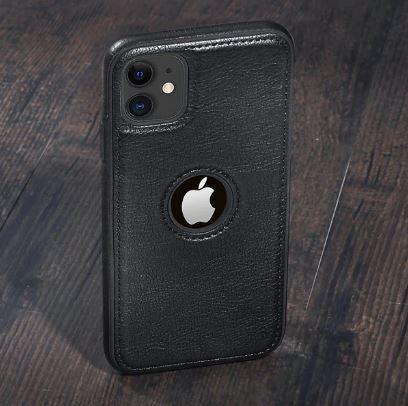 iphone 11 Leather logo cut mobile cover - Clair.pk