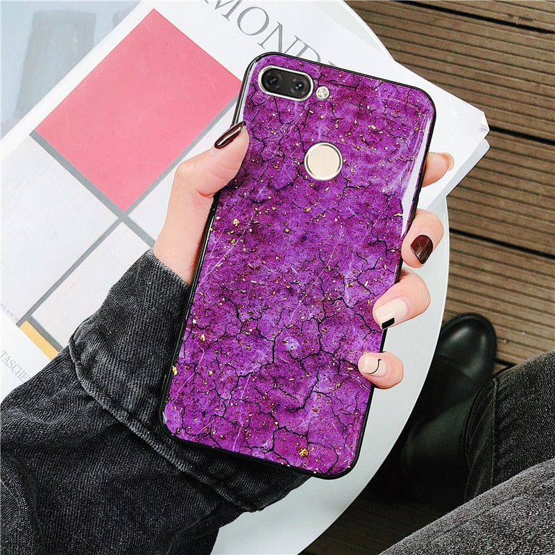 [FREE SHIPPING] Gold Foil Mirror Full Protection Case For Oppo A3s - Purple