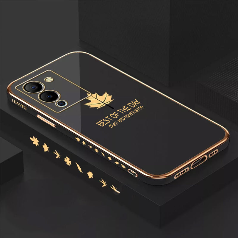 [ FREE SHIPPING] Luxury 6D Plating Case For Infinix Note 12 G96 Maple Leaf Side Pattern Back Cover Soft Silicone Square Phone Cases