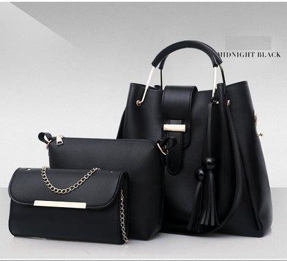 3Pcs PU Leather Ladies Hand Bags Set New Style Tote Bags Shoulder Bag Top Handle Satchel Purse Set 3pcs