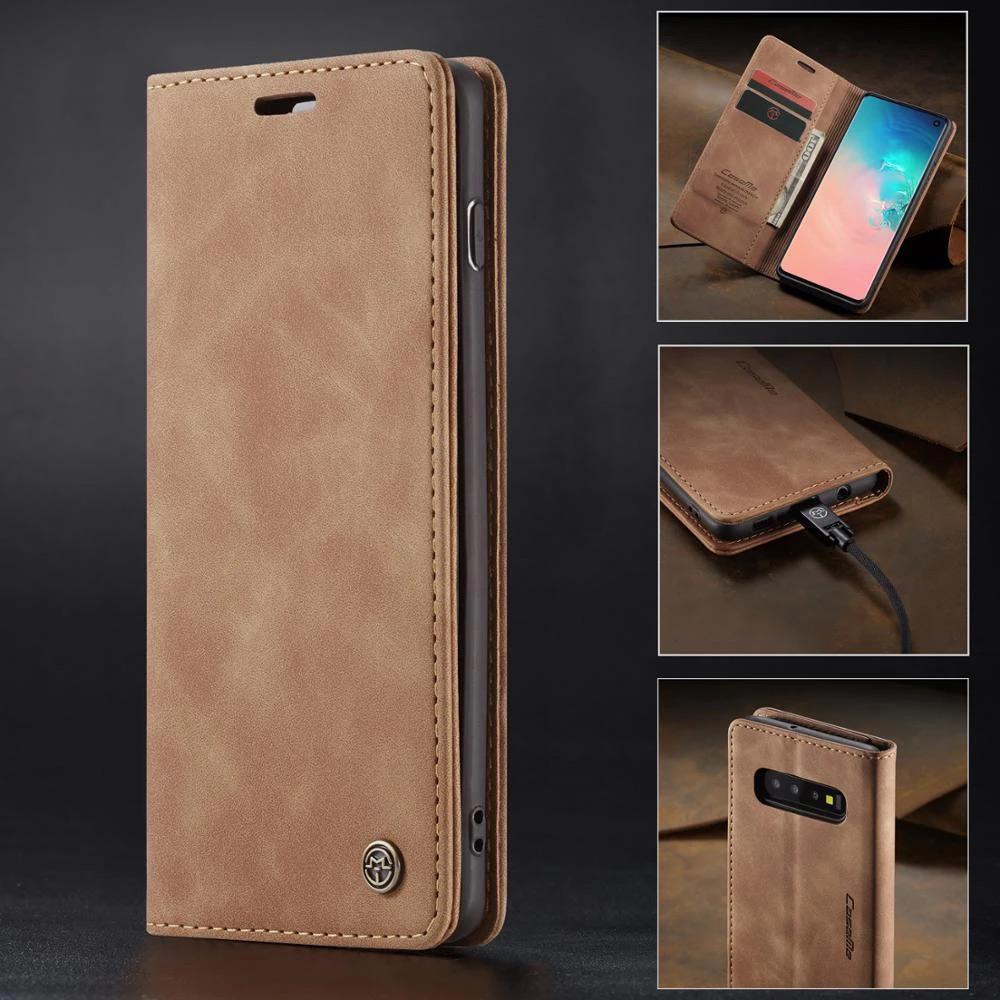 [FREE SHIPPING] CaseMe Retro Leather Case For Samsung S10 5g  Book Style Flip Wallet Magnetic Cover Card Slots Case For Samsung S10 5g