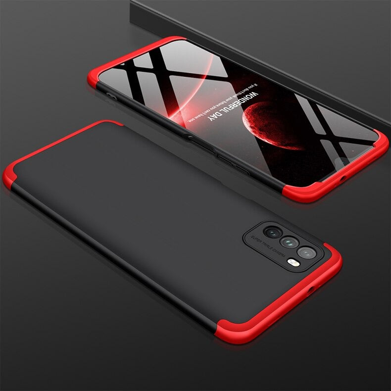 [ FREE SHIPPING] Xiaomi Poco M3- Gkk Original Shock Proof Full Protection Cover 360 Case - Red & Black