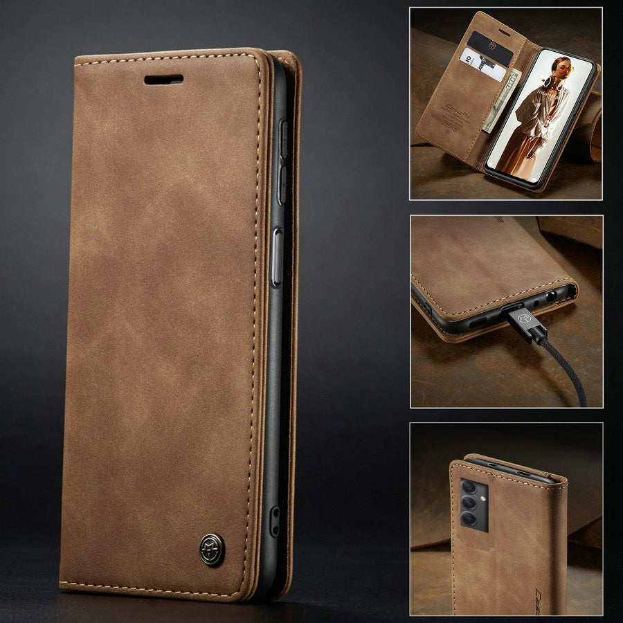 [FREE SHIPPING] CASEME RETRO LEATHER CASE FOR SAMSUNG A24 BOOK STYLE FLIP WALLET MAGNETIC COVER CARD SLOTS CASE FOR SAMSUNG A24