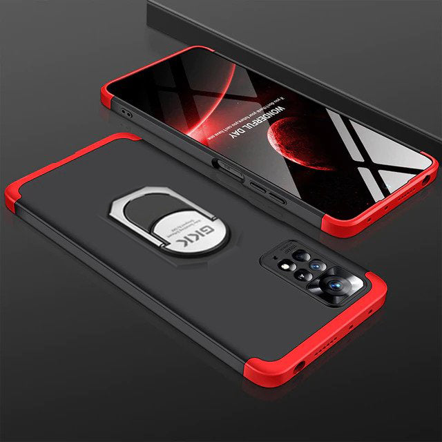 [ FREE SHIPPING] Redmi Note 11 Pro  - Gkk Original Shock Proof Full Protection Cover 360 Case With Ring Holder - Red & Black