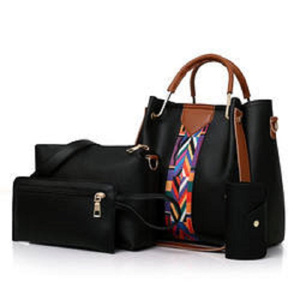 Women Tote Bag Handbags Set 4Pcs One Shoulder Bag One Hand Bag And Two Purses PU Leather