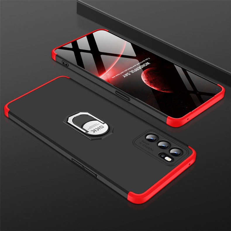 [FREE SHIPPING] Gkk 3in1 Full Protection Case With Ring Holder For Oppo Reno 6 5g - Red & Black