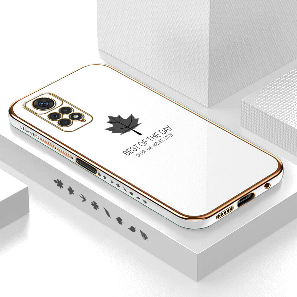 [ FREE SHIPPING] Luxury 6D Plating Case for Redmi Note 11 Maple Leaf Side Pattern Back Cover Soft Silicone Square Phone Cases