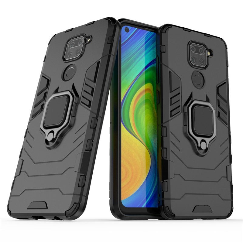 [FREE SHIPPING] Armor Shockproof ll With Ring Holder ll Full Protection Case For Xiaomi Redmi Note 9 - Black