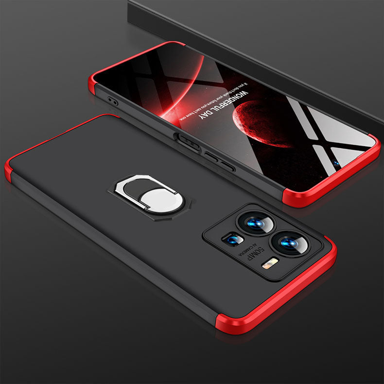 [ FREE SHIPPING] Vivo V25e- Gkk Original Shock Proof Full Protection Cover 360 With Ring Holder - Red Black
