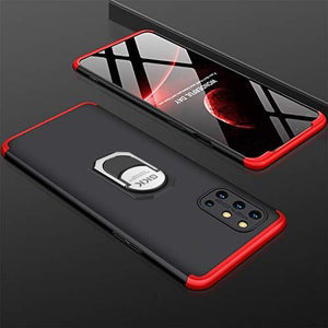 One Plus 8T ShockProof Mobile Cover Ring Holder Red & Black