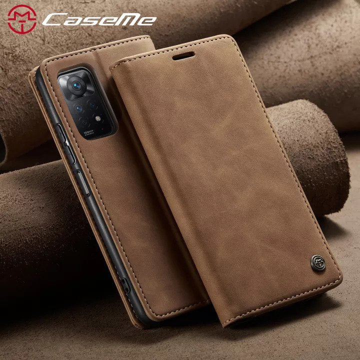 [FREE SHIPPING] CaseMe Retro Leather Case For Redmi Note 11 Pro Book Style Flip Wallet Magnetic Cover Card Slots Case For Redmi Note 11 Pro