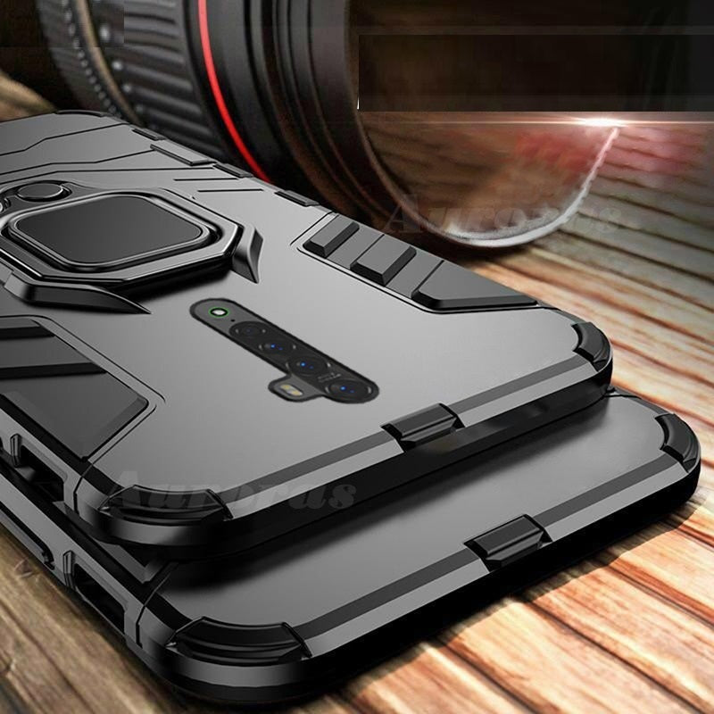 [FREE SHIPPING] Armor Shockproof (With Ring Holder) Full Protection Case For Oppo Reno 2f - Black