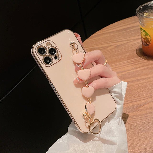 [FREE SHIPPING] Luxury Plating Heart Metal Bracelet Phone Chain Case for iPhone 11 Pro Max