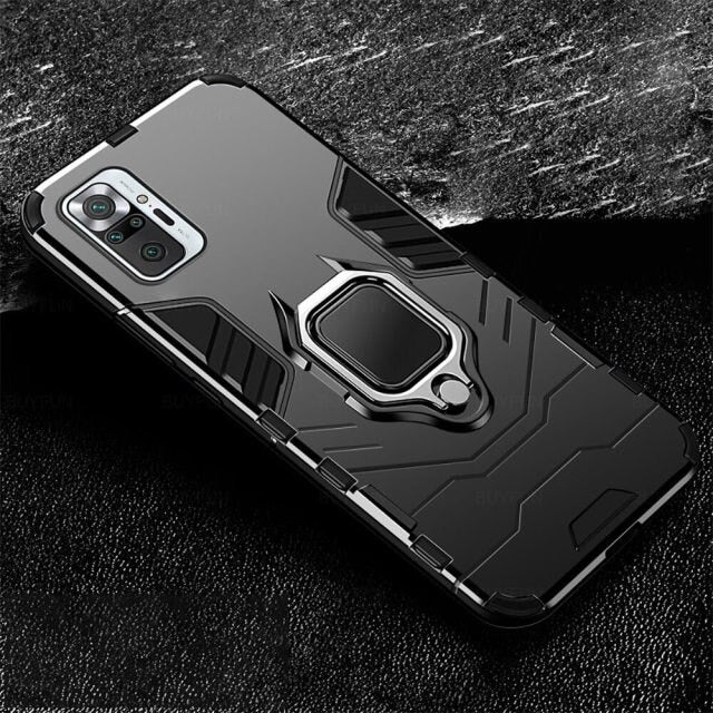 [ FREE SHIPPING] Redmi Note 10 Pro , Armor Shockproof Stand Holder Cover - Black