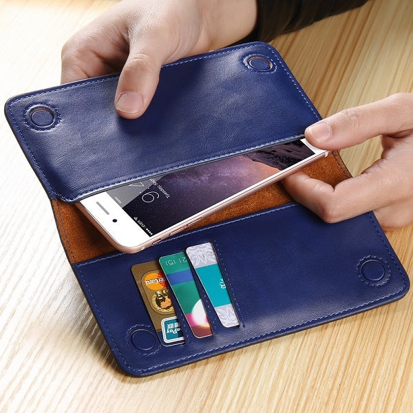 [ FREE SHIPPING]  long leather wallet for money and card holding mobile pouch