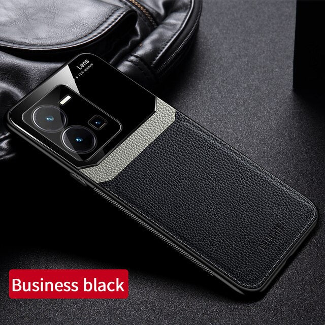 [ FREE SHIPPING] Luxury Slim Leather Case Lens Shockproof BackCover For Vivo Y35