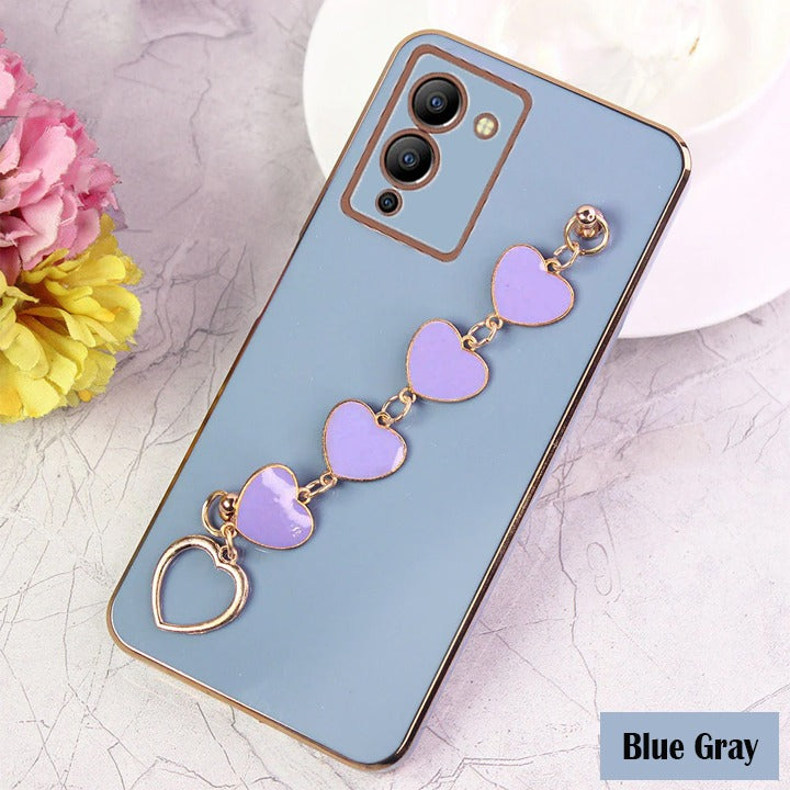 [FREE SHIPPING] Luxury Plating Heart Metal Bracelet Phone Chain Case For Infinix Note 12 G96