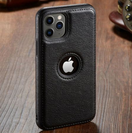 [ FREE SHIPPING] LEATHER LOGO CUT BACK CASE FOR APPLE IPHONE 15 PRO MAX