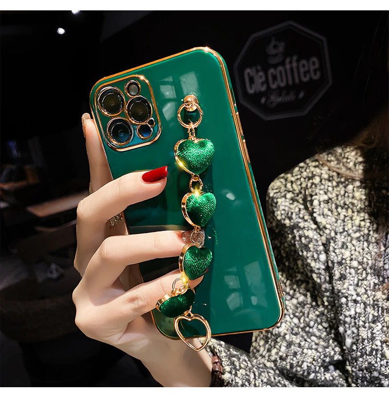 [FREE SHIPPING] Luxury Plating Heart Metal Bracelet Phone Chain Case for iPhone 11 Pro Max