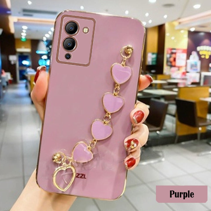 [FREE SHIPPING] Luxury Plating Heart Metal Bracelet Phone Chain Case For Infinix Note 12 G96