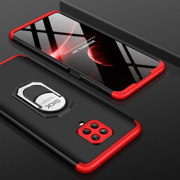 [FREE SHIPPING] Gkk 3in1 Full Protection Case ll With Ring Holder ll For Note 9s - Red & Black