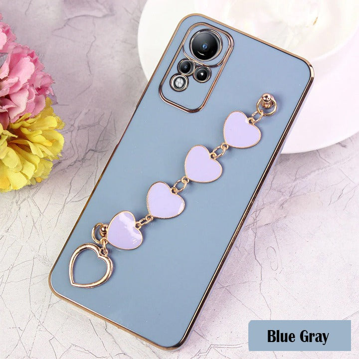 [FREE SHIPPING] Luxury Plating Heart Metal Bracelet Phone Chain Case For Infinix Note 11/Note 12 G88