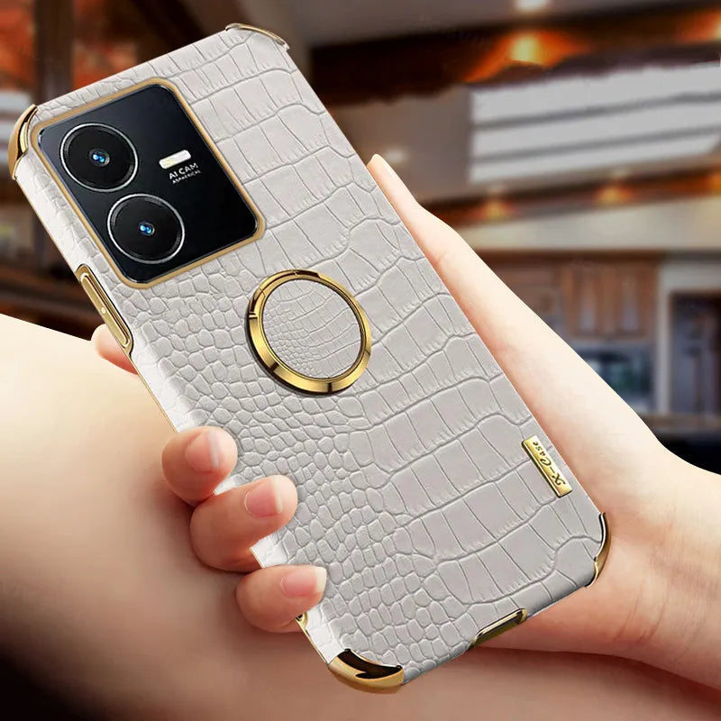 [ FREE SHIPPING] Crocodile Pattern Leather Case For Vivo Y22/ Y22s