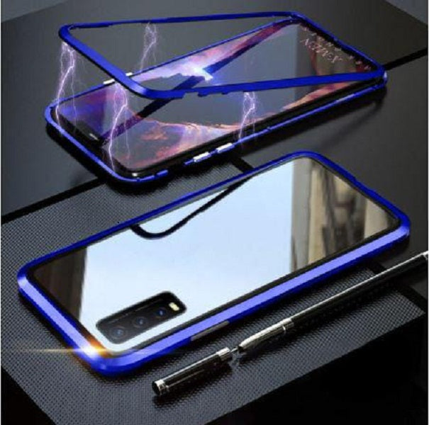[ FREE SHIPPING]  Luxury Vivo Y20 Back Tempered Glass Magnetic Case Metal Phone Cover