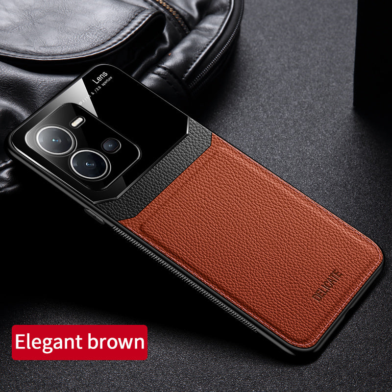 [ FREE SHIPPING] Luxury Slim Leather Case Lens Shockproof BackCover For Vivo V25e