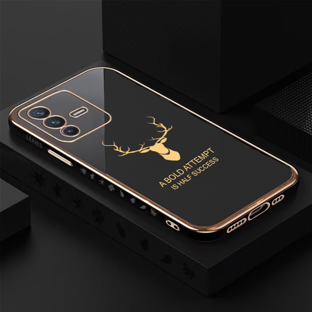 [ FREE SHIPPING] Luxury 6D Plating Case For Vivo V23 Markhor Platting Back Cover Soft Silicone Square Phone Cases - Black